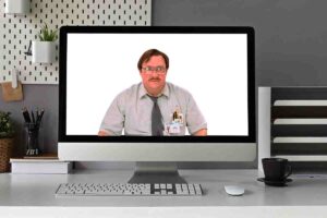 Meme of a classic office worker on a computer screen, looking like he just found out his stapler was stolen again.
