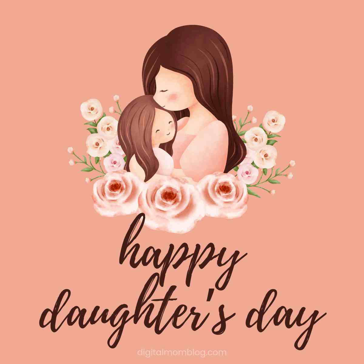 happy daughters day meme Heartwarming meme for Daughter's Day featuring a mother hugging her daughter, surrounded by flowers, with the text 'happy daughter's day'—because love and sass run in the family!