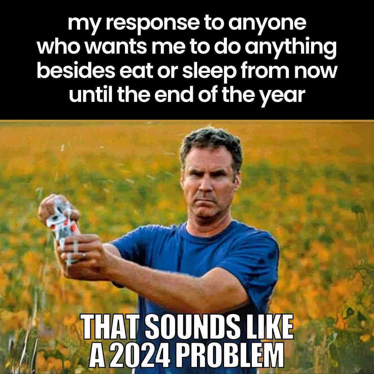 funny sounds like a 2024 problem meme My response to anything anyone needs from me for the rest of the year