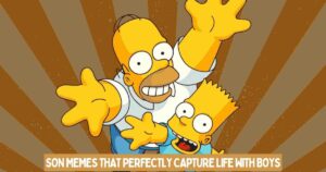 Cartoon image of Homer and Bart Simpson reaching forward with excited expressions, used to illustrate son memes that perfectly capture life with boys