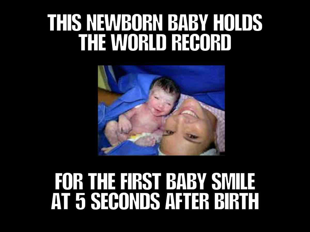 baby meme newborn smiling Newborn baby meme showing a smiling baby at birth with world record caption