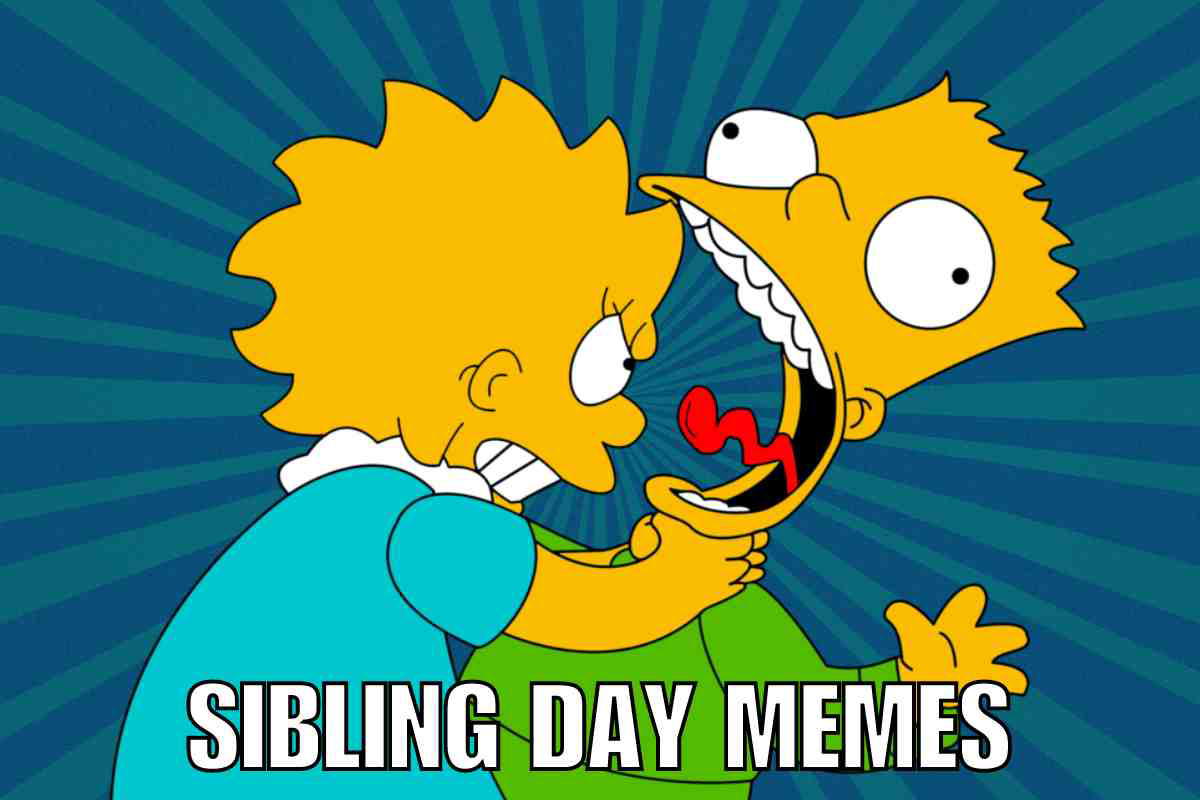 sibling day memes Cartoon siblings having a classic comedic scuffle with the text "Sibling Day Memes," capturing the essence of sibling rivalry that usually ends up with one claiming, "It was their fault!" on repeat.