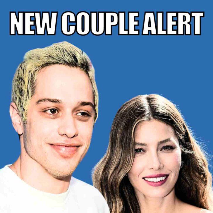 jessica biel pete davidson meme Meme with a photoshopped celebrity couple and the words 'New Couple Alert' suggesting a humorously unlikely romantic pairing.