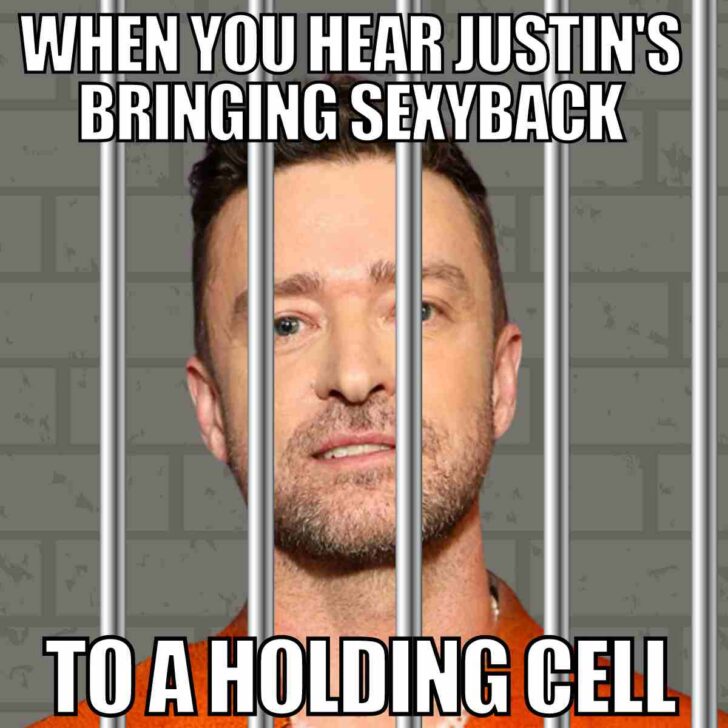 justin timberlake arrested meme justin timberlake arrested meme behind bars says when you hear justins bringing sexy back to a holding cell