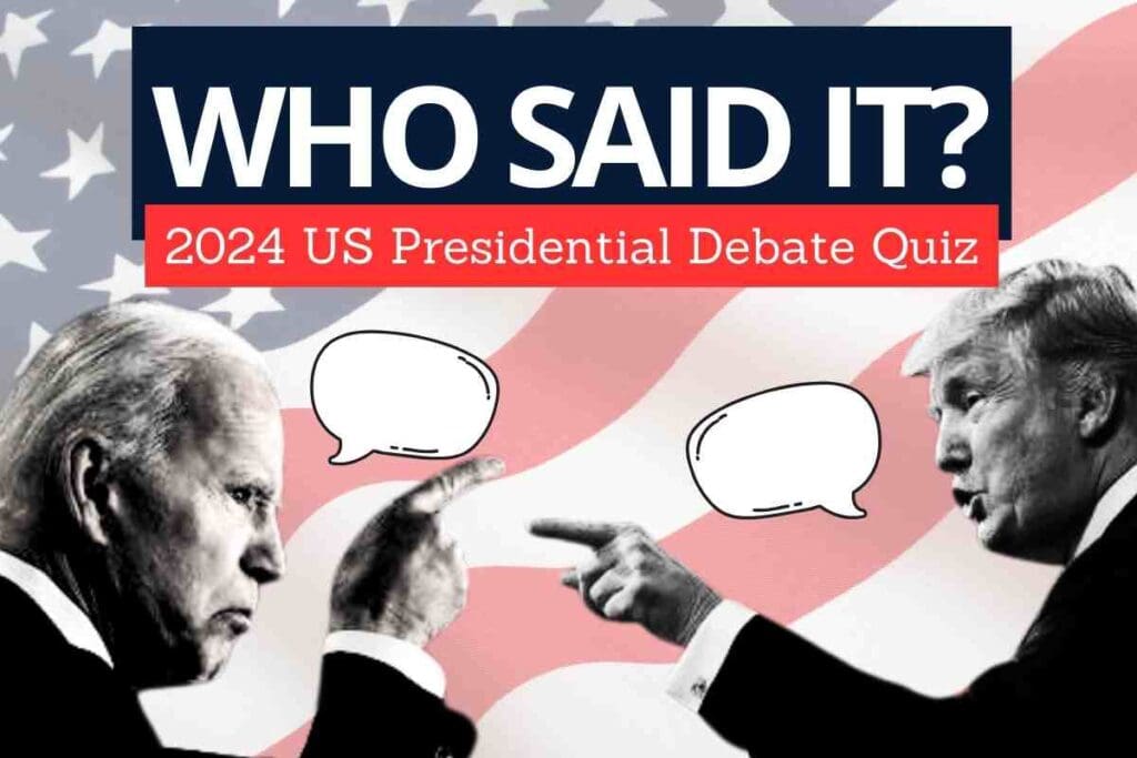 who said it us presidential debate 2024 quiz showing joe biden and donald trump pointing at each other