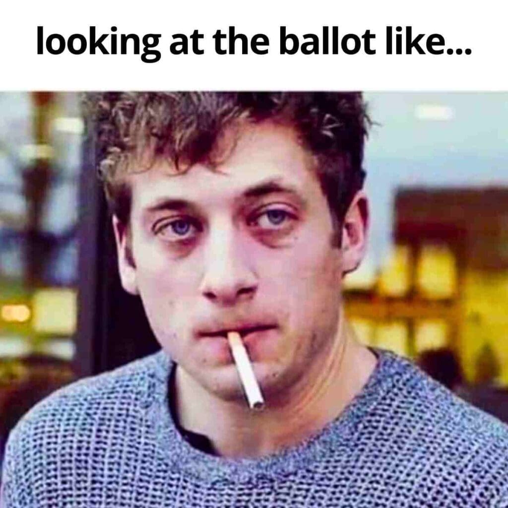 voting after debate meme us voter looking at ballot after the debate