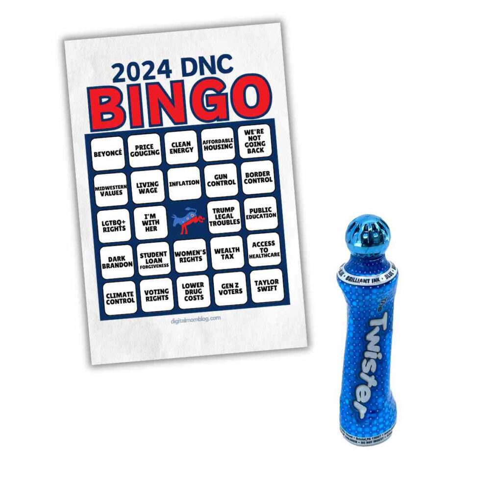dnc bingo card photo of 2024 dnc bingo card with bingo dauber