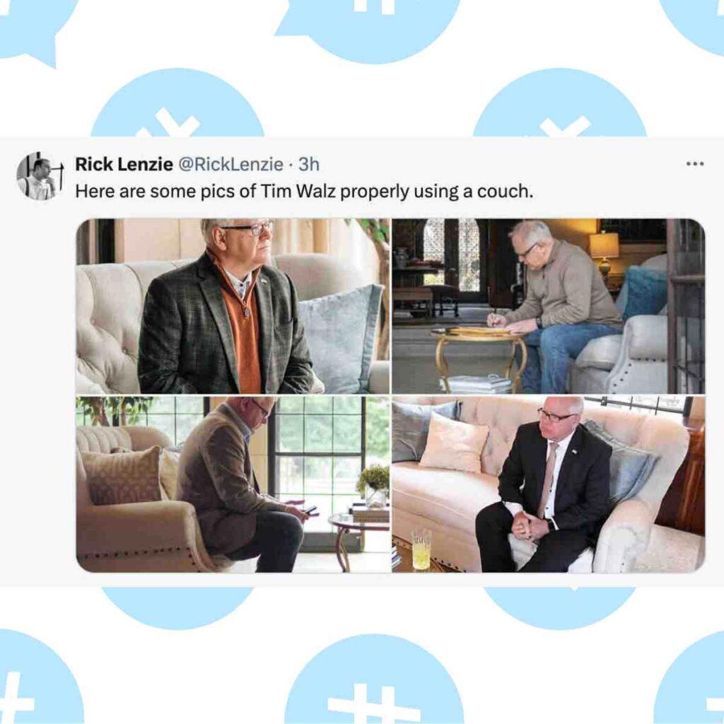 tim walz couch meme tim walz sitting on a couch meme