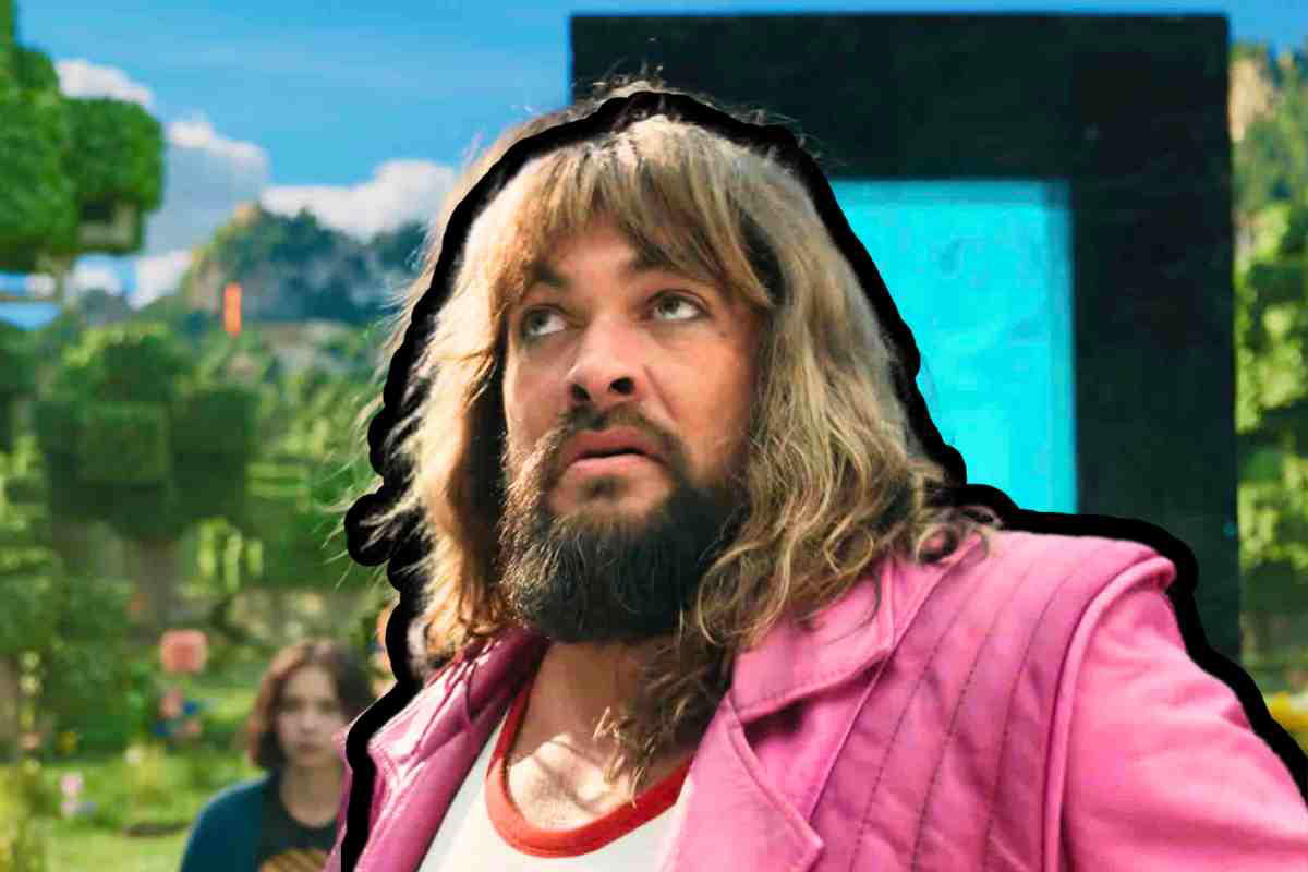 Jason Momoa minecraft movie Lost in the Minecraft world, a bewildered adventurer in a pink jacket wonders if this twist of digital fate is a creeper prank.