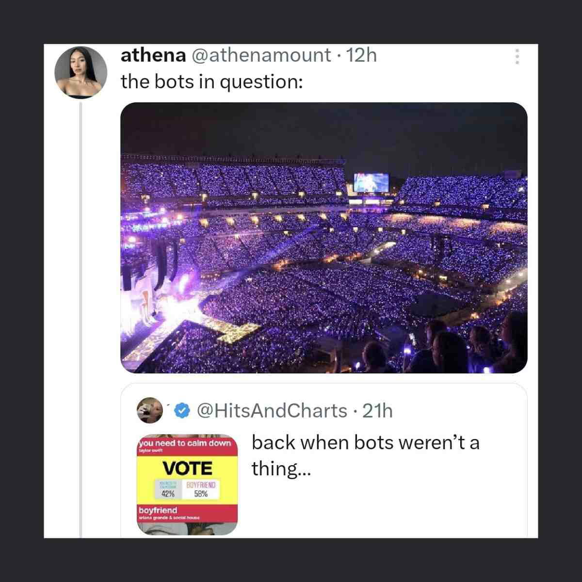 swifties bots meme Swiftie bots showing eras tour crowd