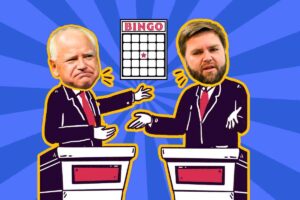 tim walz and jd vance a vice presidential debate bingo card