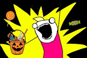 feature image for halloween candy memes post