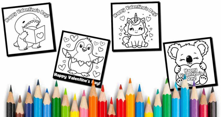 free coloring valentine cards for kids