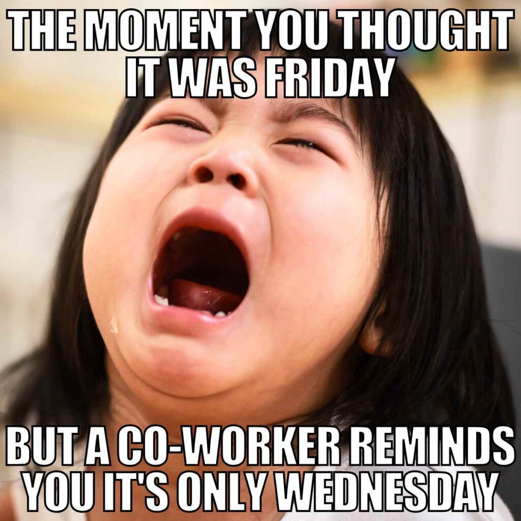 only wednesday meme work It's only Wednesday meme with a girl crying.
