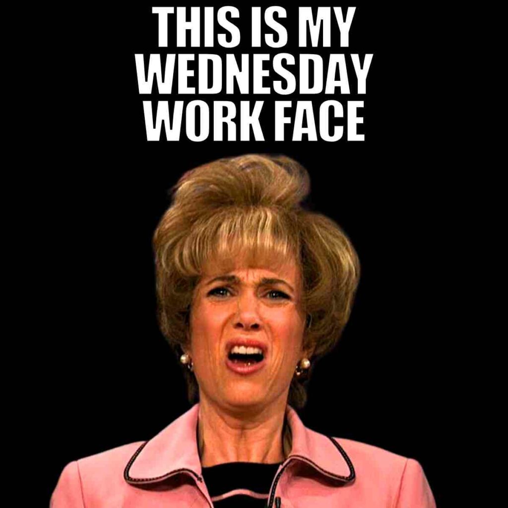 wednesday work face meme Funny Wednesday work meme featuring Kristen Wiig making a pained, disgusted face.
