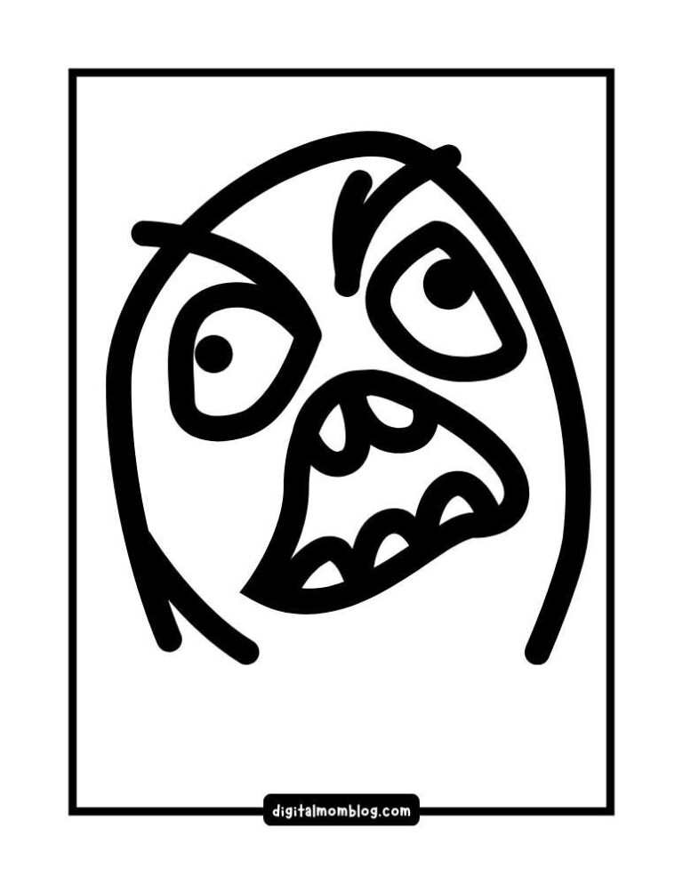 Black and white illustration of an expressive face with wide eyes, furrowed eyebrows, and an open mouth showing teeth, conveying an intense emotion.