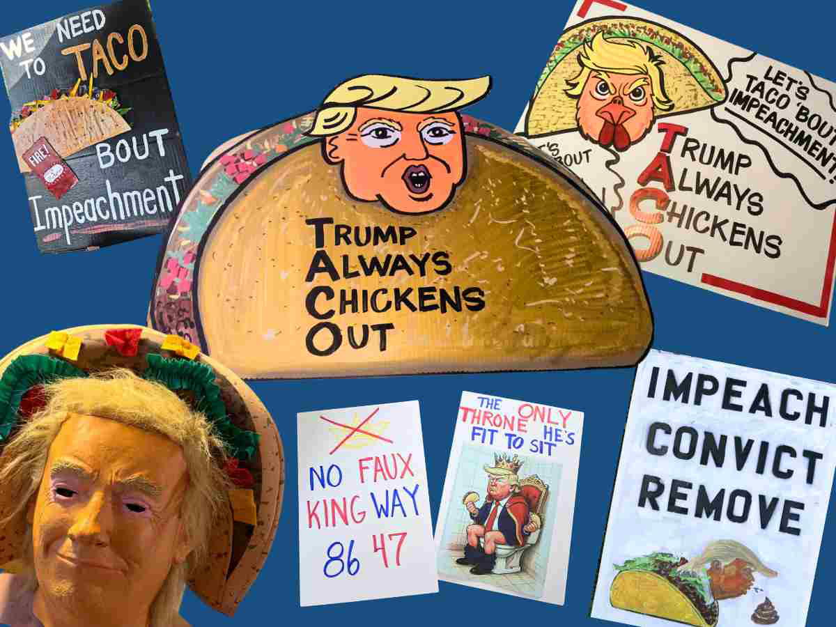 Taco Protest Sign Ideas No Kings protest sign ideas collage with clever taco trump always chickens out protest signs